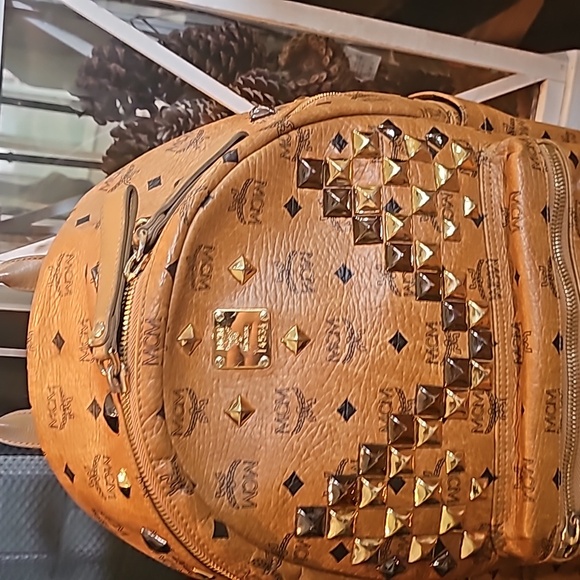 MCM Cognac Backpack with Silver Studs - Picture 2 of 9